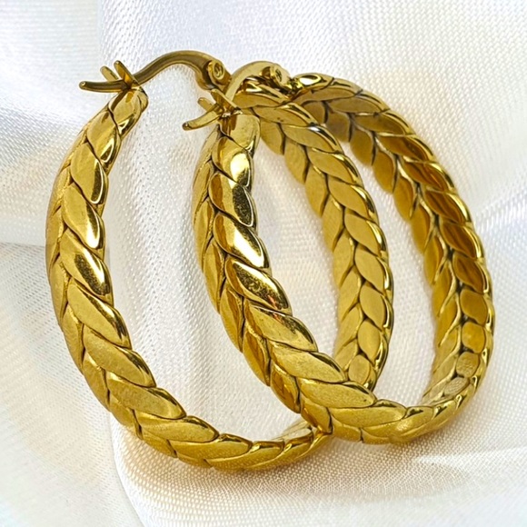 Chain earrings hoop earrings gold earrings - Picture 8 of 8